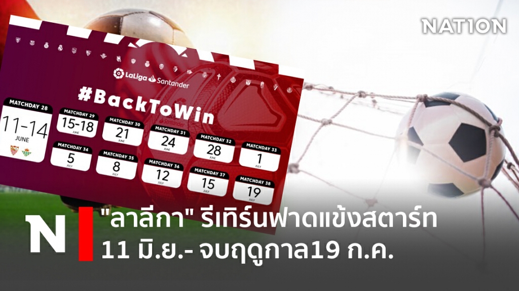 "ลาลีกา" รีเทิร์นฟาดแข้งสตาร์ท11 มิ.ย.- จบฤดูกาล19 ก.ค.