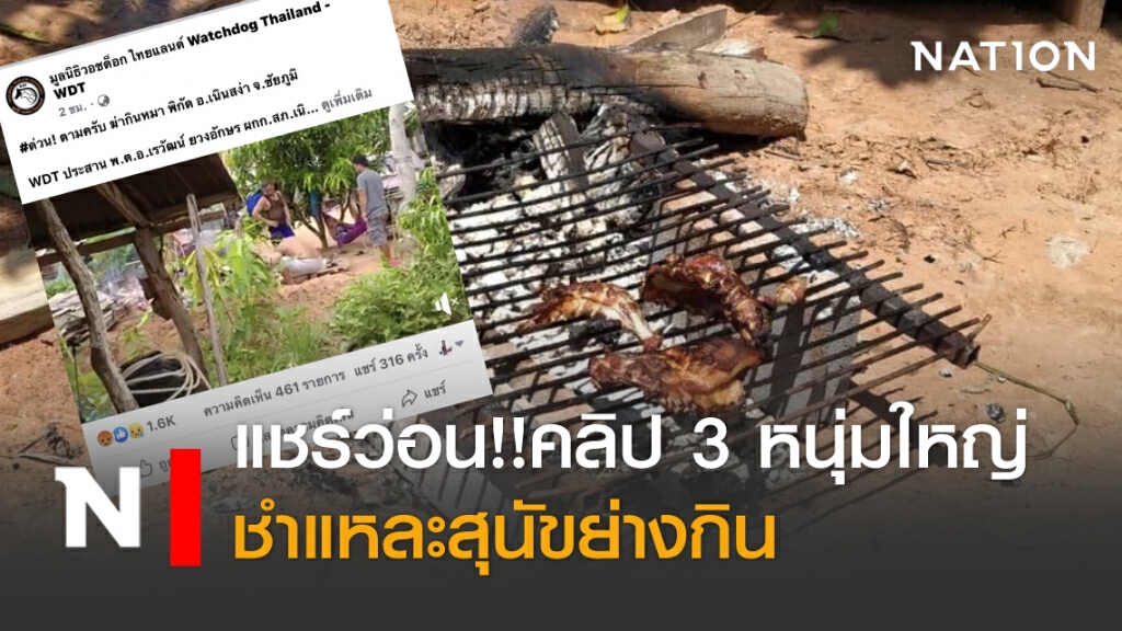 แชร์ว่อนคลิป 3 หนุ่มใหญ่ ชำแหละสุนัขย่างกิน แชร์ว่อนคลิป 3 หนุ่มใหญ่ ชำแหละสุนัขย่างกิน
