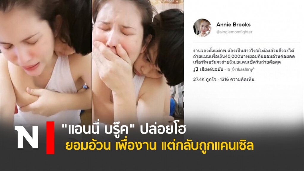 "แอนนี่ บรู๊ค" ปล่อยโฮ ยอมอ้วน เพื่องาน แต่กลับถูกแคนเซิล