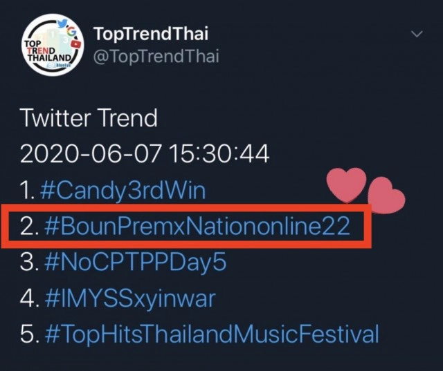 "บุ๋น-เปรม"ฮอตติดเทรนด์ทวิตฯ พร้อมอ้อนแฟนกลับด้อม