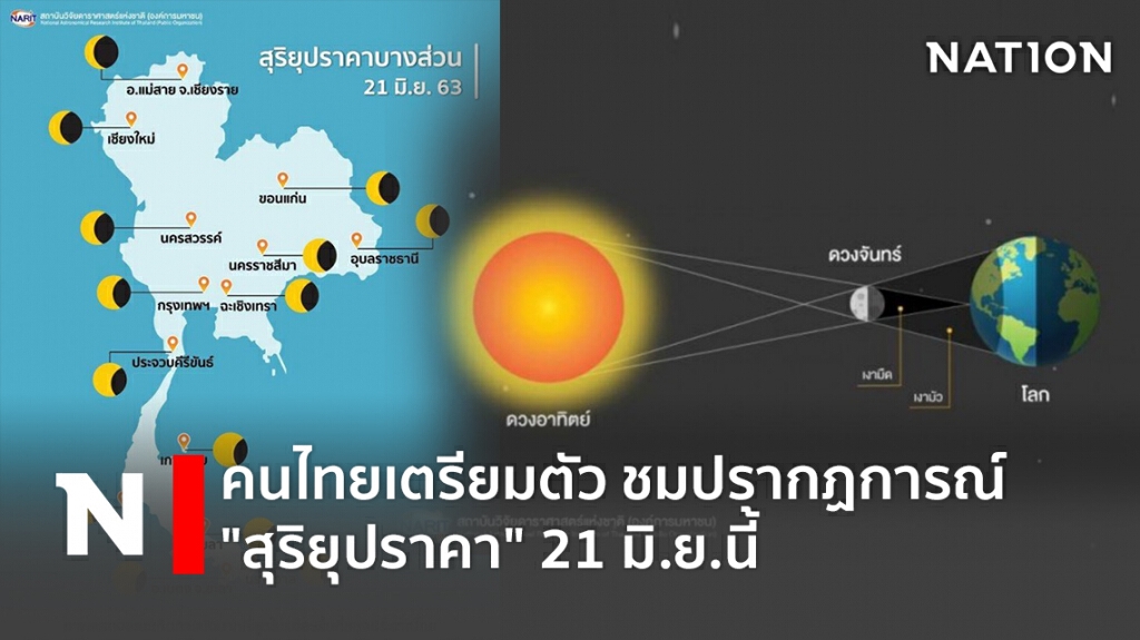 คนไทยเตรียมตัว ชมปรากฏการณ์ "สุริยุปราคา" 21 มิ.ย.นี้