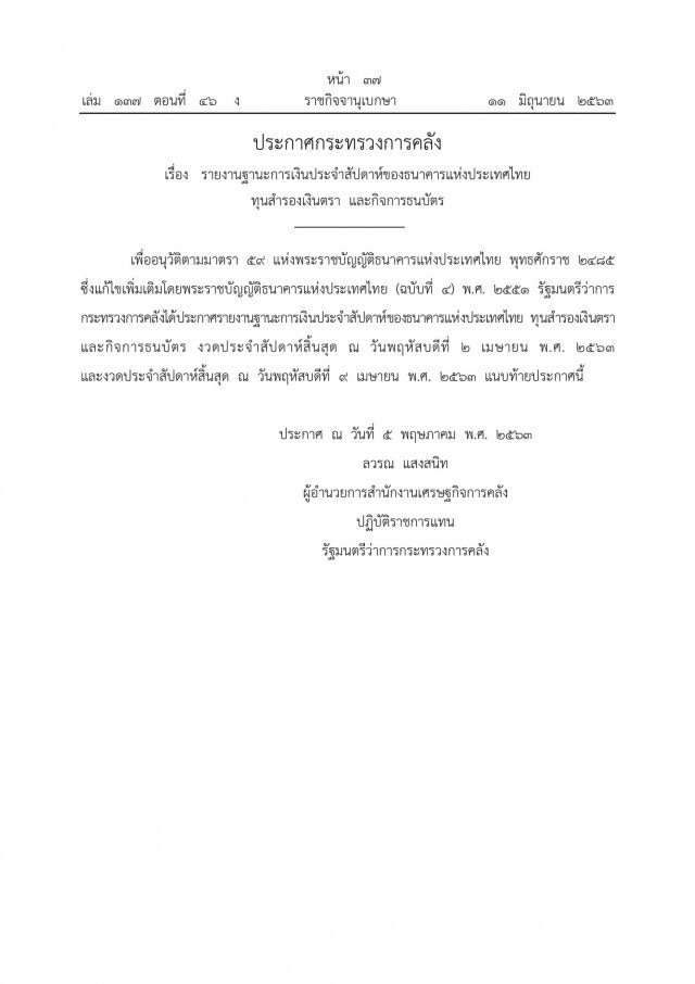 ราชกิจจาฯ ประกาศ"ฐานะการเงินไทย" พบมีหนี้สินกว่า 6 ล้านล้านบาท