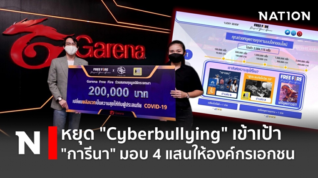 หยุด "Cyberbullying" เข้าเป้า"การีนา"มอบ4แสนให้องค์กรเอกชน