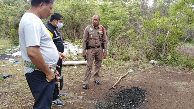 รอยเผาแปรธาตุรูปคน จนท.นำกระดูกส่งตรวจพิสูจน์