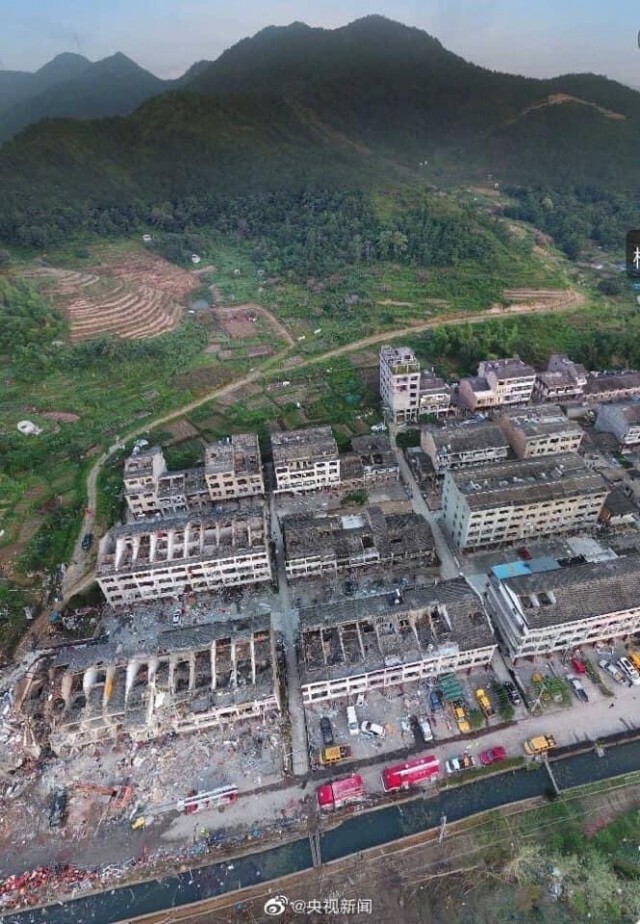 ทางการจีน เผยภาพความเสียหายเหตุรถบรรทุกLPGระเบิด
