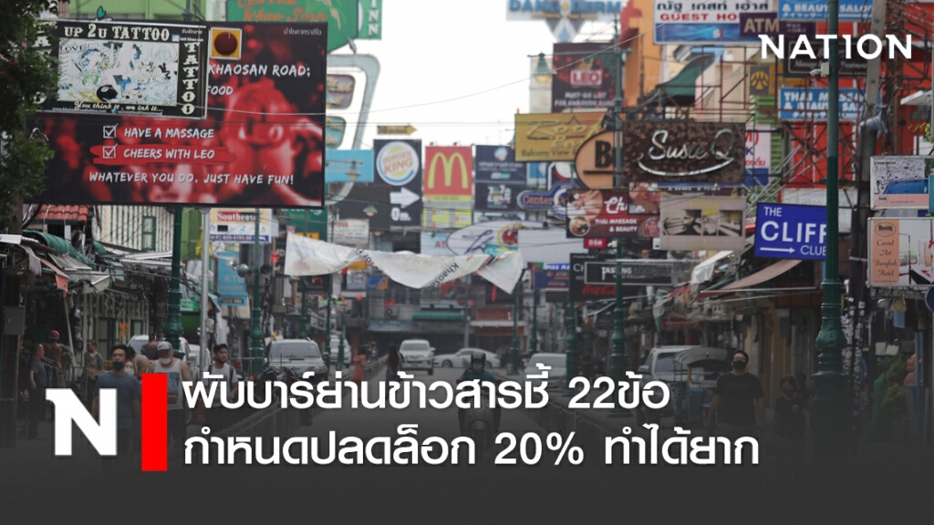 ผับบาร์ย่านข้าวสาร ชี้ 22ข้อกำหนดปลดล็อก 20% ทำได้ยาก