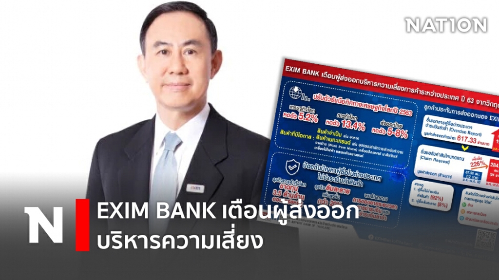 EXIM BANK แนะผู้ส่งออกทำประกันความเสี่ยง EXIM BANK แนะผู้ส่งออกทำประกันความเสี่ยง