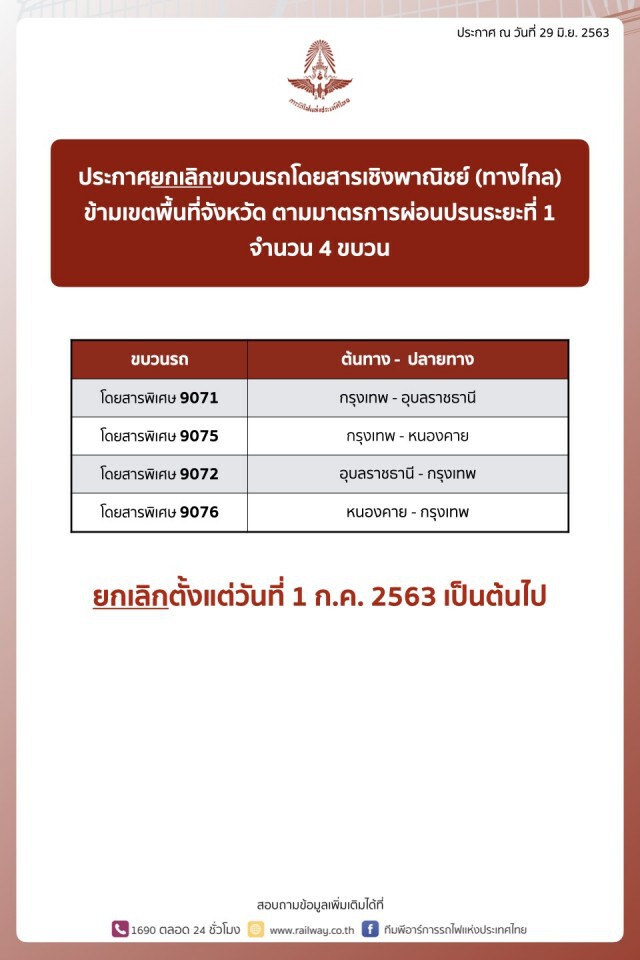 1 ก.ค.นี้ เดินขบวนรถไฟทางไกล-นำเที่ยวเพิ่ม 40 ขบวน