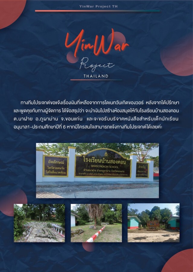 ‘หยิ่น-วอร์’โปรเจกต์ ระดมทุนสร้างห้องสมุด จ.ขอนแก่น