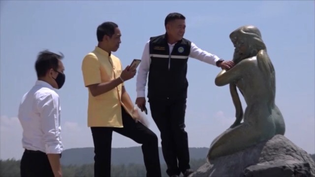 นายกฯ ทน. สงขลา สั่งเทศกิจ   ดูแลเข้มรูปปั้นนางเงือกหาดสมิหลา