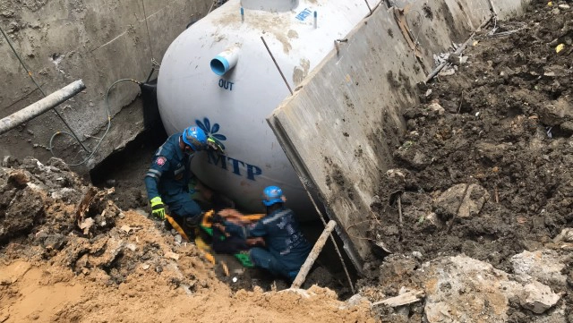 ถังบำบัดน้ำ กลิ้งทับคนงานดับคาไซต์งาน ย่านดุสิต