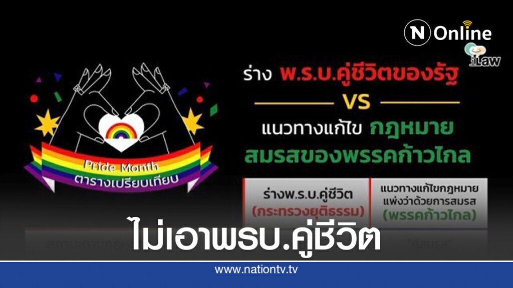 เดือด "ไม่เอาพรบ.คู่ชีวิต" มอง "คู่ชีวิตไม่เท่ากับสมรสเท่าเทียม"