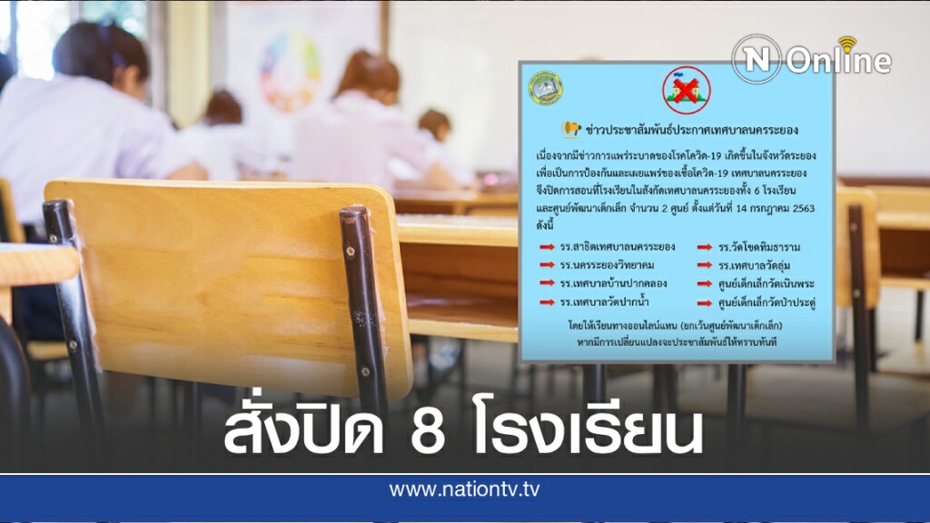 ด่วน! เทศบาลระยองสั่งปิด 8 โรงเรียนปมทหารอียิปต์ติดโควิด-19 ด่วน! เทศบาลระยองสั่งปิด 8 โรงเรียนปมทหารอียิปต์ติดโควิด-19