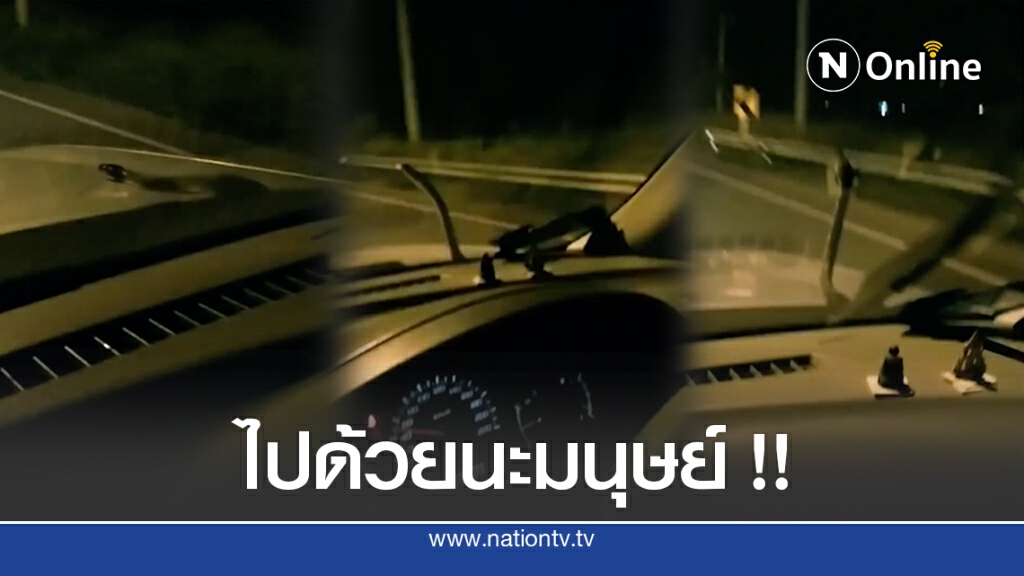 คนขับเสียงสั่นงูเลื้อยขึ้นมากระจกรถชูคอกลางอากาศ คนขับเสียงสั่นงูเลื้อยขึ้นมากระจกรถชูคอกลางอากาศ