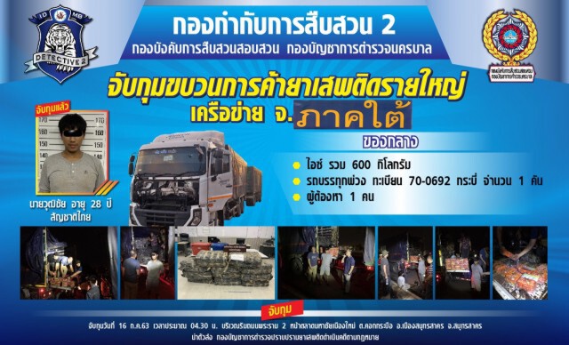 นครบาลขยายผลสกัดยาไอซ์ 600 กิโลฯ ซุกรถบรรทุกส่งขายภาคใต้