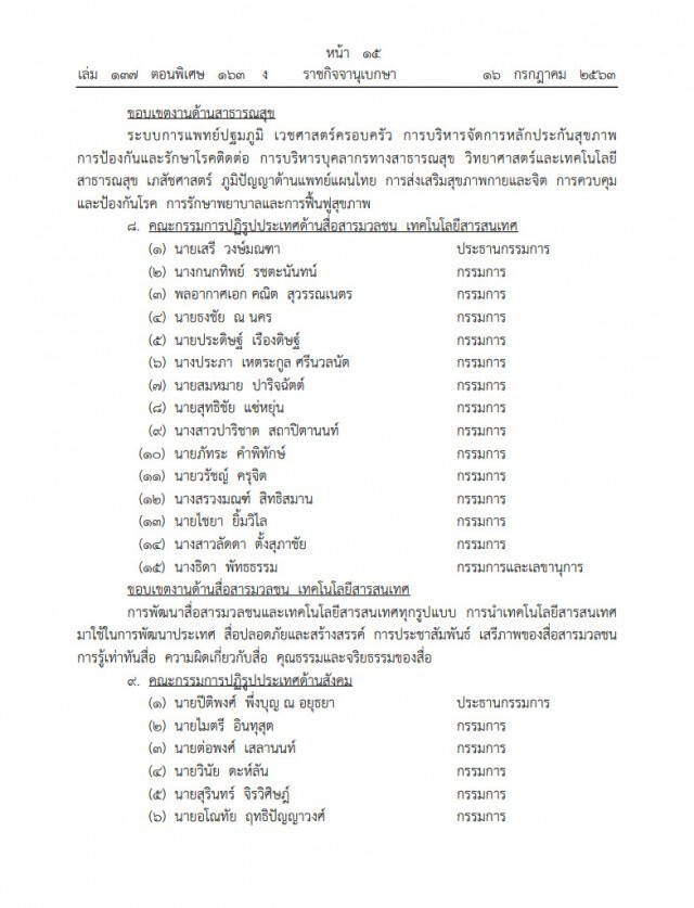 ราชกิจจาฯ เผยประกาศแต่งตั้งคณะกรรมการปฏิรูปประเทศ 13 ด้าน อยู่จนถึงปี2565