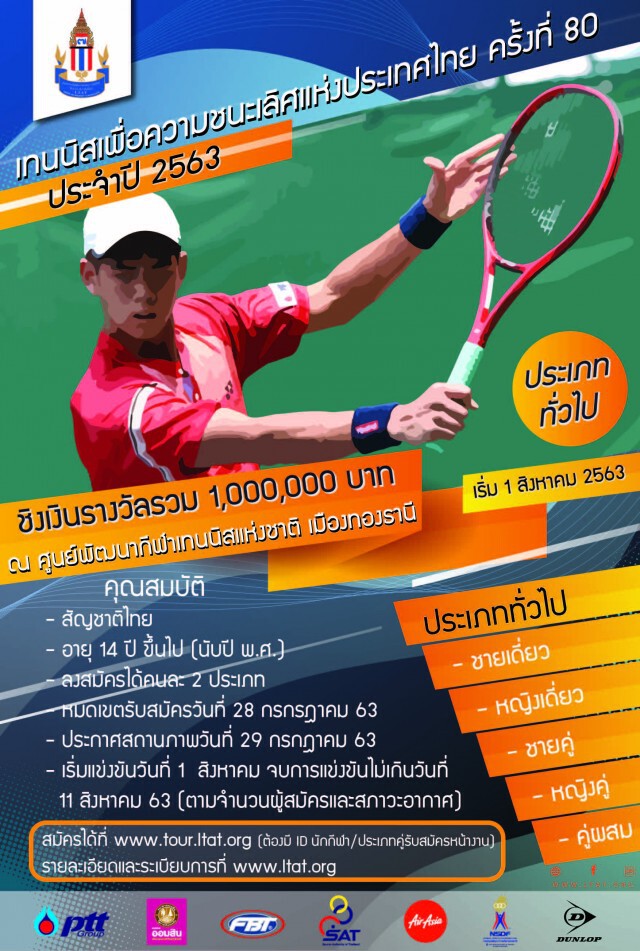 ส.เทนนิสจัดชิงแชมป์ประเทศไทย เงินรางวัลรวม1ล้าน