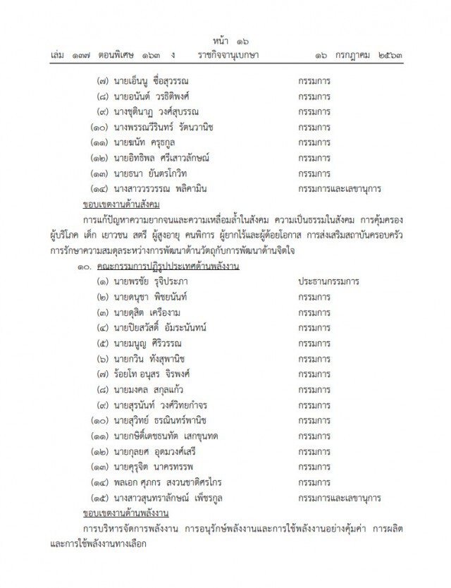 ราชกิจจาฯ เผยประกาศแต่งตั้งคณะกรรมการปฏิรูปประเทศ 13 ด้าน อยู่จนถึงปี2565