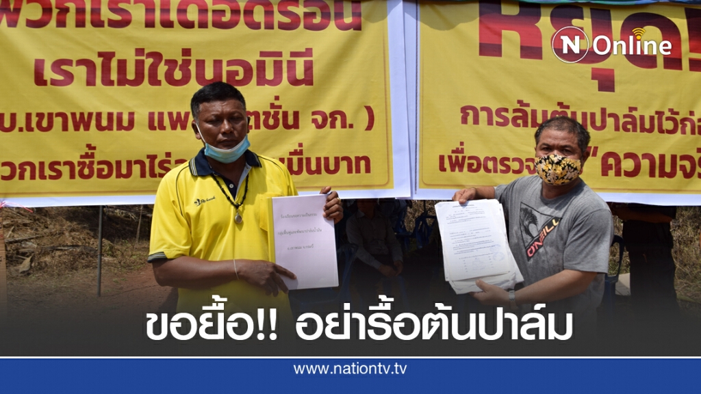 ชาวบ้านขอความเห็นใจ หลังสปก. เตรียมรื้อถอนต้นปาล์ม 900 ไร่