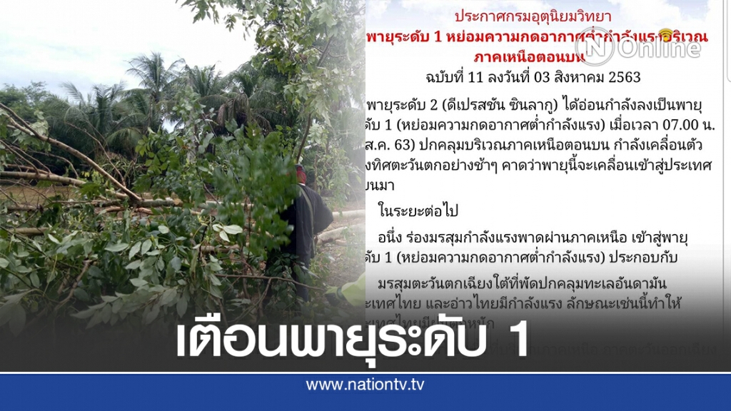 พายุลดระดับ แต่ไทยตอนบนยังมีฝนตก