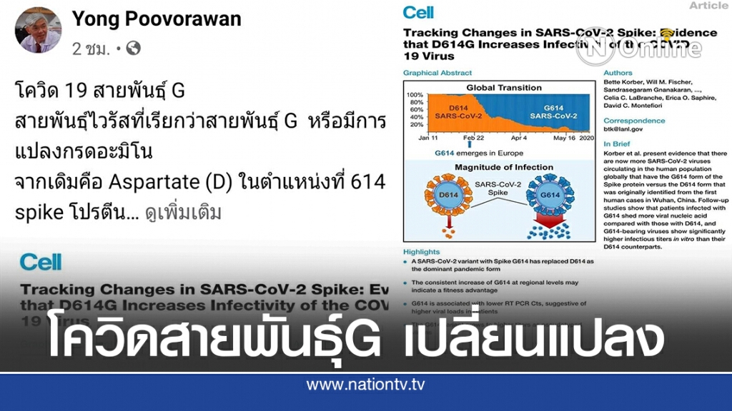 "หมอยง" เผย โควิด 'สายพันธุ์G' เปลี่ยนแปลง