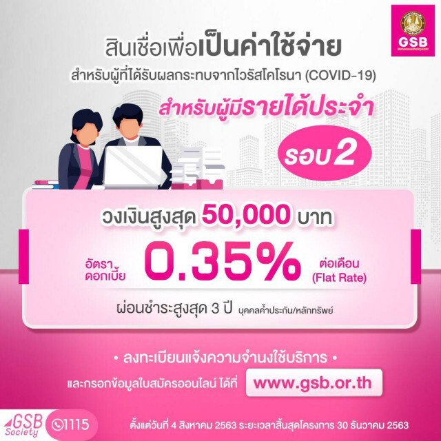 ออมสินปล่อยกู้ฉุกเฉิน ดอกเบี้ย 0.35% ยื่นผ่านเว็บไซต์
