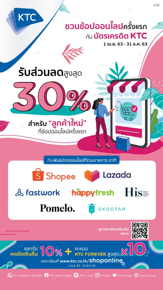 เคทีซีร่วม 7 ธุรกิจ จับกลุ่ม #ลูกค้าใหม่ ช้อปออนไลน์ครั้งแรก มอบสิทธิพิเศษเกินคุ้ม