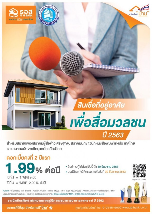 ธอส.จับมือ 3 สมาคมหนุนสินเชื่อที่อยู่อาศัยเพื่อสื่อมวลชน
