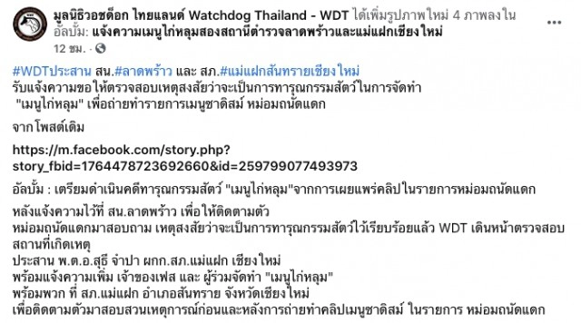 ชาวเน็ตจับโป๊ะหม่อมถนัดแดก  หลังร่ายยาวคลิปทรมานไก่หลุม เทียบไก่ไม่ใช่ตัวเดียวกัน