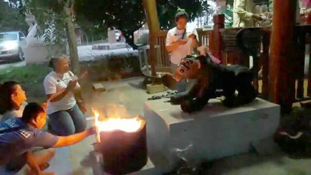 ชาวบ้านบูชาไฟแมงสี่หูห้าตา-ขอโชคลาภ