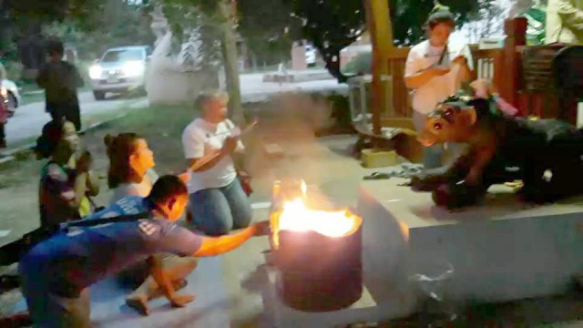 ชาวบ้านบูชาไฟแมงสี่หูห้าตา-ขอโชคลาภ