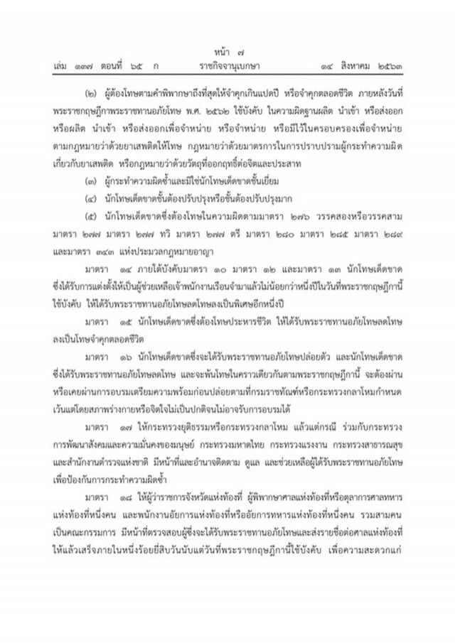 พระบรมราชโองการโปรดเกล้าฯ พระราชกฤษฎีกา พระราชทานอภัยโทษ