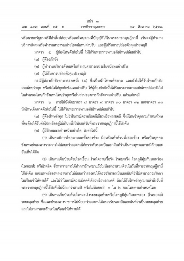 พระบรมราชโองการโปรดเกล้าฯ พระราชกฤษฎีกา พระราชทานอภัยโทษ