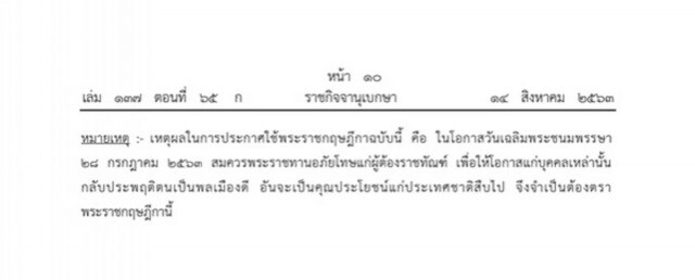 พระบรมราชโองการโปรดเกล้าฯ พระราชกฤษฎีกา พระราชทานอภัยโทษ