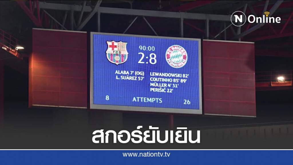 เสือใต้อัดบาร์ซ่าหายห่วง8-2 ยูฟ่าแชมเปี้ยนส์ลีก รอบก่อนรอง