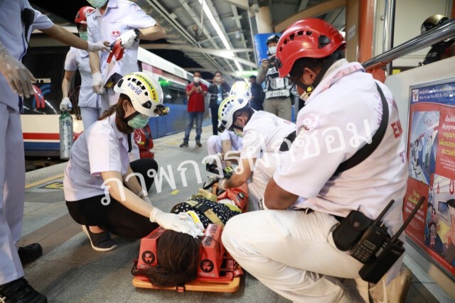 บีทีเอส ฝึกซ้อมการปฏิบัติในสถานการณ์ฉุกเฉิน