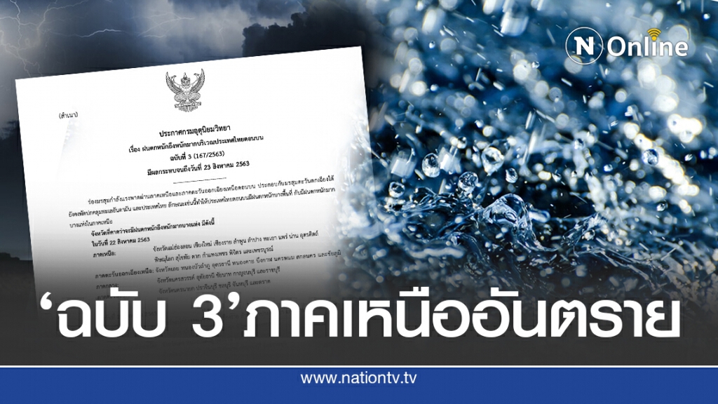 ฉบับ 3 อุตุฯ ประกาศเตือนภัย 33 จังหวัดเสี่ยงภัยหนัก
