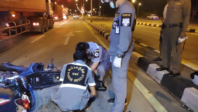 หนุ่มแพร่ซิ่งจยย.กลับอยุธยาชนท้ายพ่วงพ่วงดับ