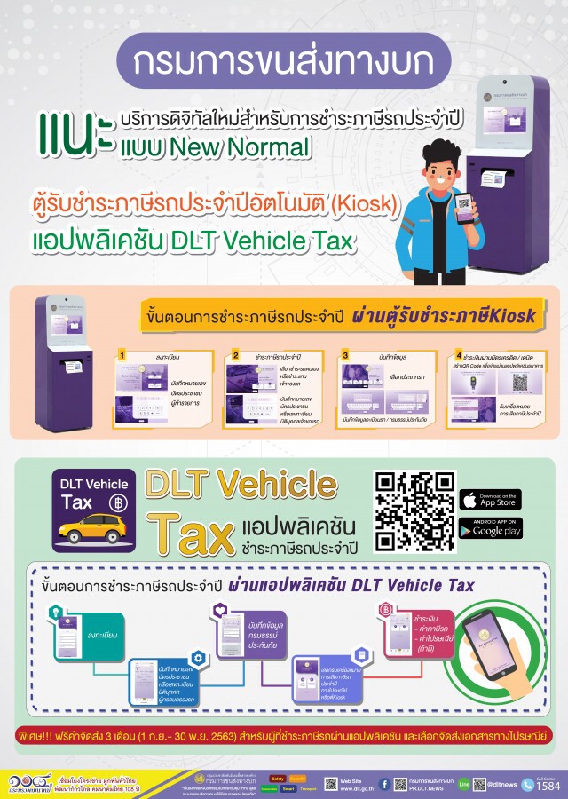 ขนส่งฯ แนะชำระภาษีผ่านออนไลน์ฟรีค่าจัดส่ง 3 เดือน