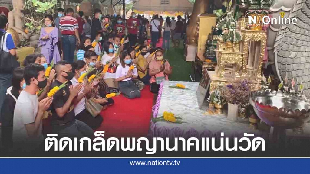 แห่ติดเกล็ดพญานาคที่ถ้ำวังพญานาคาธิบดี
