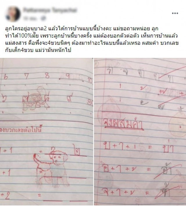 แม่สงสัย ลูกอยู่อนุบาล 2 ครูให้การบ้านหนักไปไหม ชาวเน็ตโวกลับ ปกติค่ะแม่