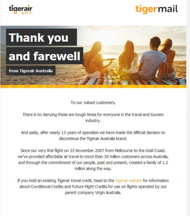 ฝืนไม่ไหว ไทเกอร์แอร์ปิดตัวอย่างเป็นทางการ