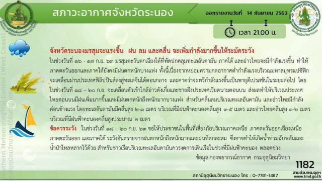 เตือนชาวบ้านพื้นที่เสี่ยงภัยรับมือฝนตกหนัก
