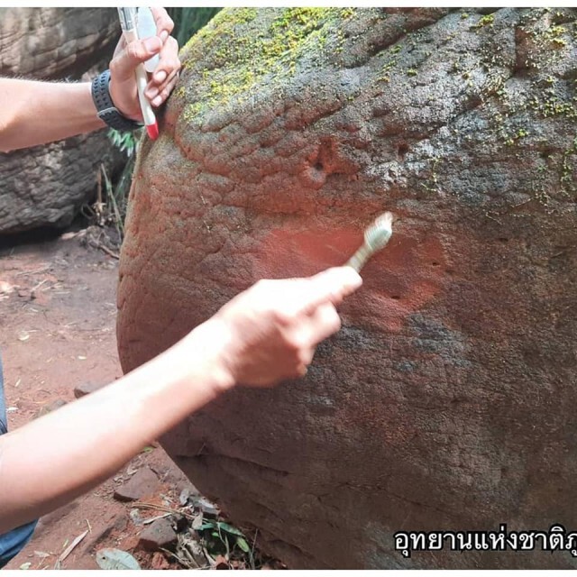 ลบแล้ว!! รอยขูดขีดผนังถ้ำนาคา อุทยานแห่งชาติภูลังกา