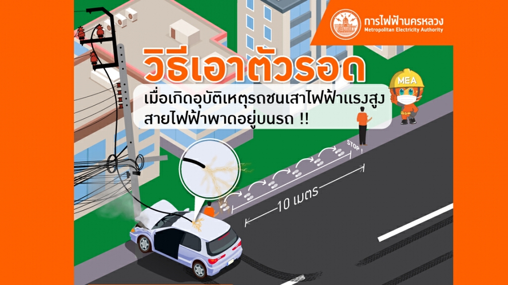 พบเหตุสายไฟฟ้าขาด พาดอยู่บนรถยนต์ของท่าน ทำอย่างไร