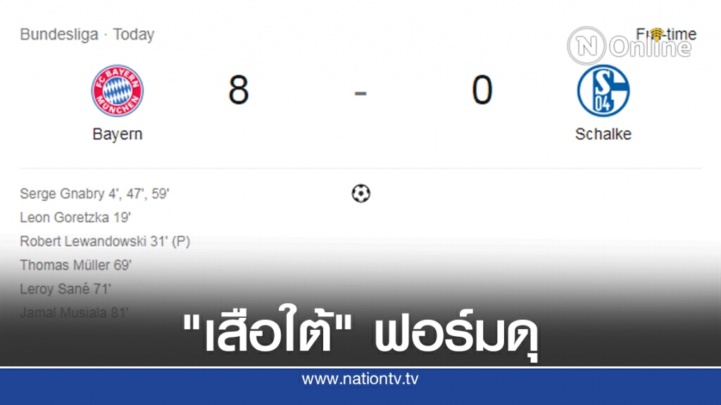 "เสือใต้" ฟอร์มดุ ถล่มชาลเก 8-0 ประเดิมบุนเดสลีกาฯ "เสือใต้" ฟอร์มดุ ถล่มชาลเก 8-0 ประเดิมบุนเดสลีกาฯ