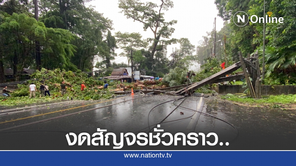 ลมซัดต้นไม้ใหญ่ ล้มทับเสาไฟขวางถนนสัญจรไม่ได้ ลมซัดต้นไม้ใหญ่ ล้มทับเสาไฟขวางถนนสัญจรไม่ได้