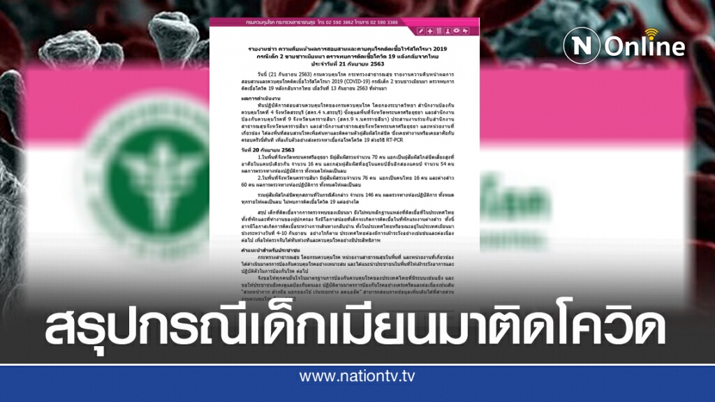 'กรมควบคุมโรค' สรุปผลกรณี 'เด็กเมียนมา' ติดเชื้อโควิด