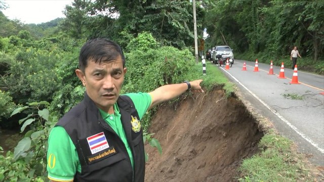 หน.อช.เขาใหญ่ปิดทางขึ้นฝั่งปากช่องซ่อมถนนถูกกัดเซาะ