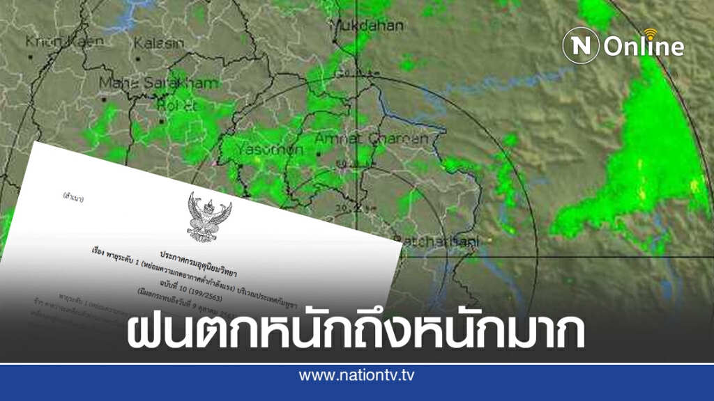 ประกาศกรมอุตุฯ ฉบับ10 พายุกำลังแรงส่งผลในพื้นที่ 42 จังหวัดฝนตกหนักถึงหนักมาก